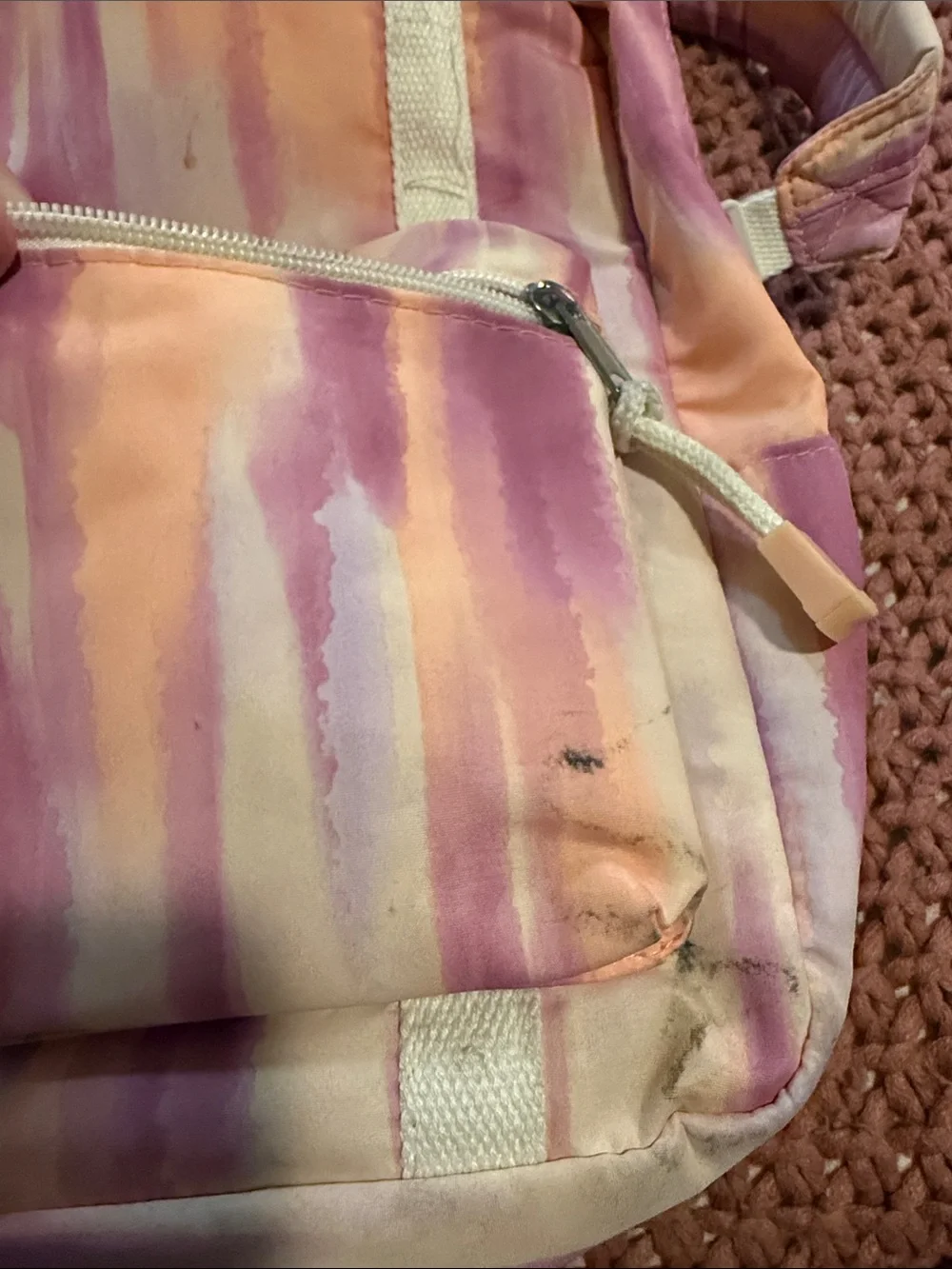 Mini Stripe Pastel Backpack - Pink & Cream